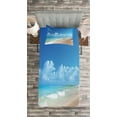thumbnail image 3 of Ambesonne Hawaiian Quilted Bedspread Set 2 Pcs, Tropical Ocean Waves, Twin Size, Blue Turquoise, 3 of 3