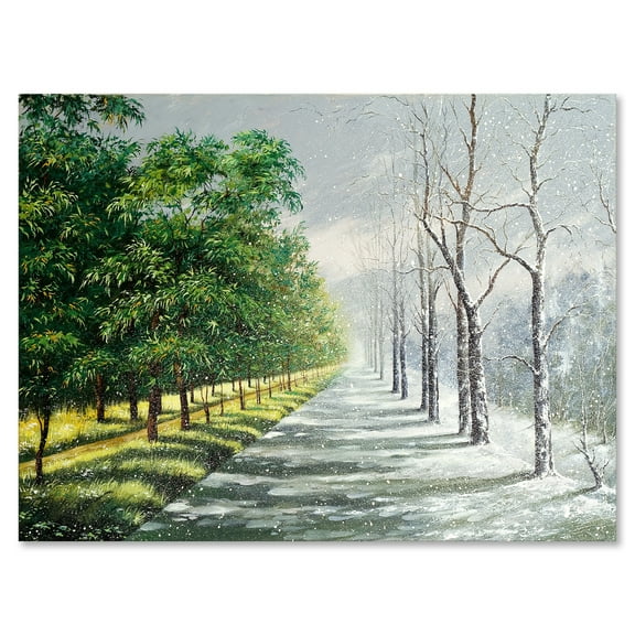 Designart ' Summer and Winter United ' Country Canvas Wall Art Print