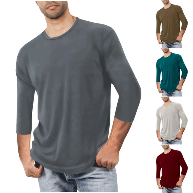 QIPOPIQ T-Shirts Raglan pour Hommes à Coupe Musclée avec Manches 3/4 Hauts d'Entraînement de Mise en Forme Liquidation