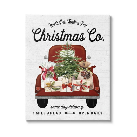 Stupell Industries North Pole Christmas Co. Sign Graphic Art Gallery Wrapped Canvas Print Wall Art, Design by Lettered and Lined