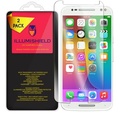 iLLumiShield Tempered Glass [2-Pack] Screen Protector Shield for Motorola Moto X Pure Edition / X