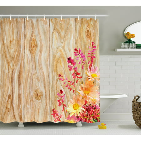 Rustic Home Decor Shower Curtain, Watercolor Bouquet of Wild Flowers ...
