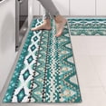 thumbnail image 2 of Kitchen Rugs Sets Of 2,Teal Geometric Boho Pattern Anti Fatigue Kitchen Mat Rugs Non Slip Washable,Decorative Kitchen Floor Mats for Kitchen,Sink,Laundry,17"X47", 2 of 5