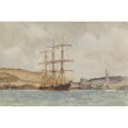 thumbnail image 2 of Henry Scott Tuke 14x11 Black Ornate Wood Framed Double Matted Museum Art Print Titled: A Three-Master Lying off St Catherine's Castle, Fowey (1923), 2 of 5