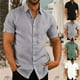 thumbnail image 4 of Camisa de manga corta para hombre, camisa informal de lino y algodón con cuello vuelto, blusas formales para eventos sociales, ropa de verano, 4 of 4