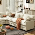 thumbnail image 5 of BedLuxury 111.5” Modular Sectional Sofa with Corner Seat, Modern Chenille Deep Seat Couches for Living Room, Office, 5-Seat, Beige, 5 of 9