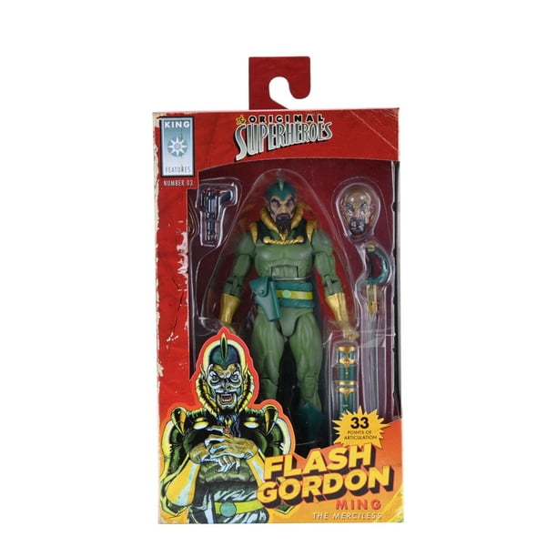 NECA-juguetes originales de superhéroes, línea de figuras, Flash, Gordon Ming, The Merciless, modelo de figura de acción de 7 pulgadas, juguete, regalo de cumpleaños Gao Jinjia LED