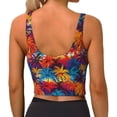 thumbnail image 4 of Goofa Colorful Hawaii Palms Printed Sports Bras for Women, High Impact Running Bra Workout Crop Tank Tops Longline Sports Bra Push up-XX-Large, 4 of 9