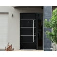 thumbnail image 2 of Front Exterior Prehung Steel Door / Deux 6083 Black Enamel / Side Exterior Window Sidelite / Stainless Inserts Entry Metal Modern Painted W36+16" x H80" Left hand Inswing, 2 of 5