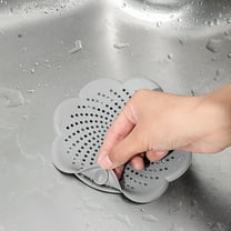 Floor Gutter Cover Mat | Soft Silicone Drain Protector | Anti-Clog Suction Mesh | Modern Non-Slip Shower Sink Strainer | 14.5 cm Diameter | Includes 1 | White Gray Blue Pink