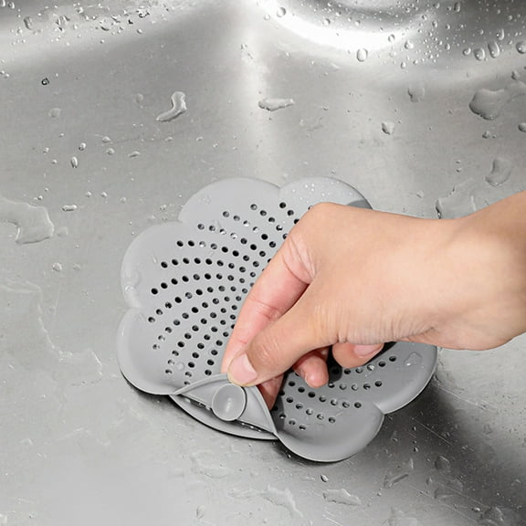 Hair Catcher Shower Drain with Suction Cups, Flower Shape Silicone Drain Cover for Kitchen, Bathroom, Bathtub
