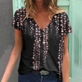 thumbnail image 1 of Blouse d'Été Grande Taille à Manches Courtes pour Femmes, Blouse Imprimée d'Été, T-Shirts Décontractés à Col en V à Manches Courtes, Hauts, T-Shirt à Col en V pour Femmes en Liquidation, 1 of 5