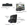 thumbnail image 5 of 3 Channel Dash Cam Front and Rear Inside1080P+48P+480P Three Way Car Camera 4” LCD Display Car Driving Recorder with Night Vision, 5 of 5