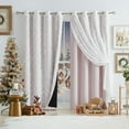 thumbnail image 7 of Flowpartex Pink White Mix Match Full Blackout & Lace Leaf Sheer Window Curtains Energy Efficient Panels for Bedroom Living Room，52" W x 63" L, 7 of 7