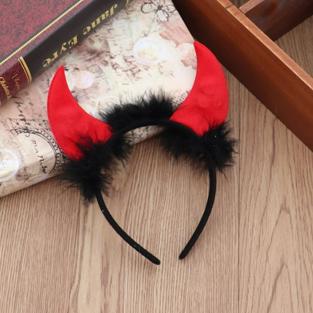 Accesorio Halloween Carnaval Rojo Negro Diadema Cuernos Diablo Rojo/Negro | Disfraz Halloween Y Carnaval | Para Mujeres Y Niñas Disfraz Demonio Diablesa