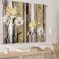 thumbnail image 3 of Yellow Farmhouse Daisy Kitchen Curtains Wooden Flower Small Short Cafe Window Curtains Rustic Floral Butterfly Country Barn Bathroom Drapes Treatment Tier Curtains 2 Panels (27.5x39 Inch), 3 of 6