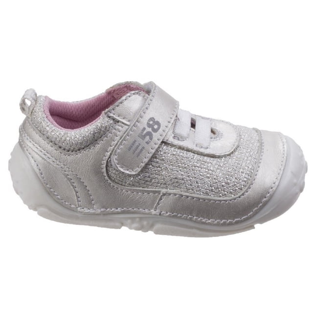 Hush Puppies - Zapatillas deportivas de piel Livy con cierre adhesivo para niñas (Plata)