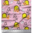 thumbnail image 1 of Soimoi Rayon Fabric Haunted House,Pumpkin & Ghost Halloween Fabric Prints by Yard 56 Inch Wide, 1 of 1