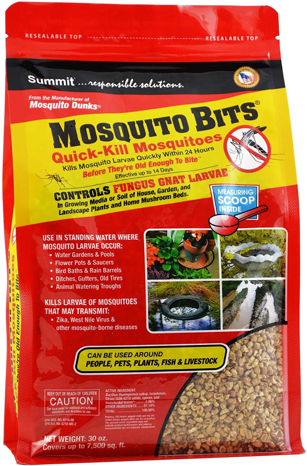 Summit Mosquito Bits QuickKill Mosquito, Kills Mosquitoes Larvae, 30