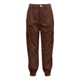 thumbnail image 4 of Luvior Women‘s High Waist Wide Leg Cargo Pants – Non-Stretch Loose Fit Casual Trousers with Multiple Pockets Comfortable Everyday Wear CoffeeB XXL, 4 of 6