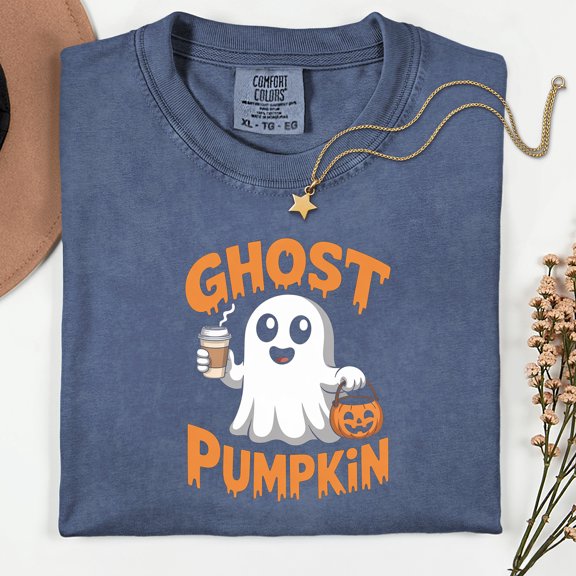 Comfort Colors® Сute Ghost Coffee Shirt, Сute Little Ghost Iced Coffee t-shirt, Boo Ghost Shirt, Ghost Coffee Shirt, Halloween Coffee Lovers