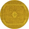 thumbnail image 1 of Ahgly Company Machine Washable Indoor Round Medallion Yellow Traditional Area Rugs, 8' Round, 1 of 4