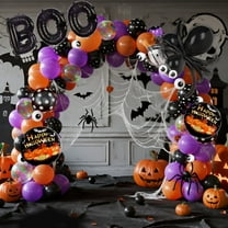 Lockways 107PCS Halloween Balloons Kit BOO Foil Confetti Balloons Garland Balloons Party Decor for Outdoor Indoor
