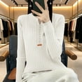 thumbnail image 2 of Duoif Women's Sweaters, Women's Ribbed Knit Pullover - Crew/V-Neck with Button Detail Sweaters for Women White M, 2 of 4