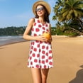 thumbnail image 2 of Easygdp Cartoon Strawberry para Vestido Transpirable de Mujer, Vestido Suelto de Manga Corta con Pliegues y Bolsillos para el Verano, 2 of 6