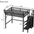 thumbnail image 2 of KEIKI Cadre de Lit Mezzanine en Métal Format Simple TG avec Escalier Convertible, Étagères de Rangement Intégrées et Garde-Robe, Lit Mezzanine avec Lattes Pleines et Garde-Corps, Aucun Sommier Requis, Assemblage Facile, pour Chambre, Noir, 2 of 5