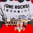 thumbnail image 2 of One Rocks Banner Rock and Roll Banner Black and White, One Rocks 1st Birthday Decorations Born to Rock Music Themed First Birthday Party Supplies, 2 of 6