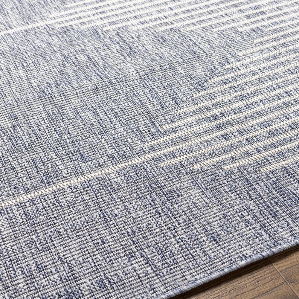 Livabliss Outdoor Rugs, 3x10 Eagean Global Navy Runner Area Rug for Patio, Porch, Deck, Backyard, Waterproof Indoor Outdoor Carpet (2'7" x 10' Runner)