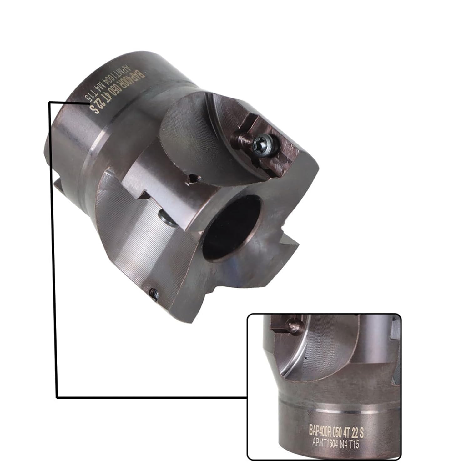 Handdo R8 FMB22 Shank Mill Arbor and 400R 50MM CNC End Milling with 4PCS APMT1604 Inserts and T15 Wrench