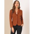 thumbnail image 2 of AllegK ChaqueDe Traje De ChaqueElástiCon Cuello De SolaPaOficiDe Trabajo PaMujer Marrón M, 2 of 6
