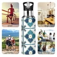 thumbnail image 7 of Yayeee 33oz Insulated Water Bottle Double Wall Stainless Steel with Flip Straw Lid, Blue Mosaic Pattern, 7 of 7