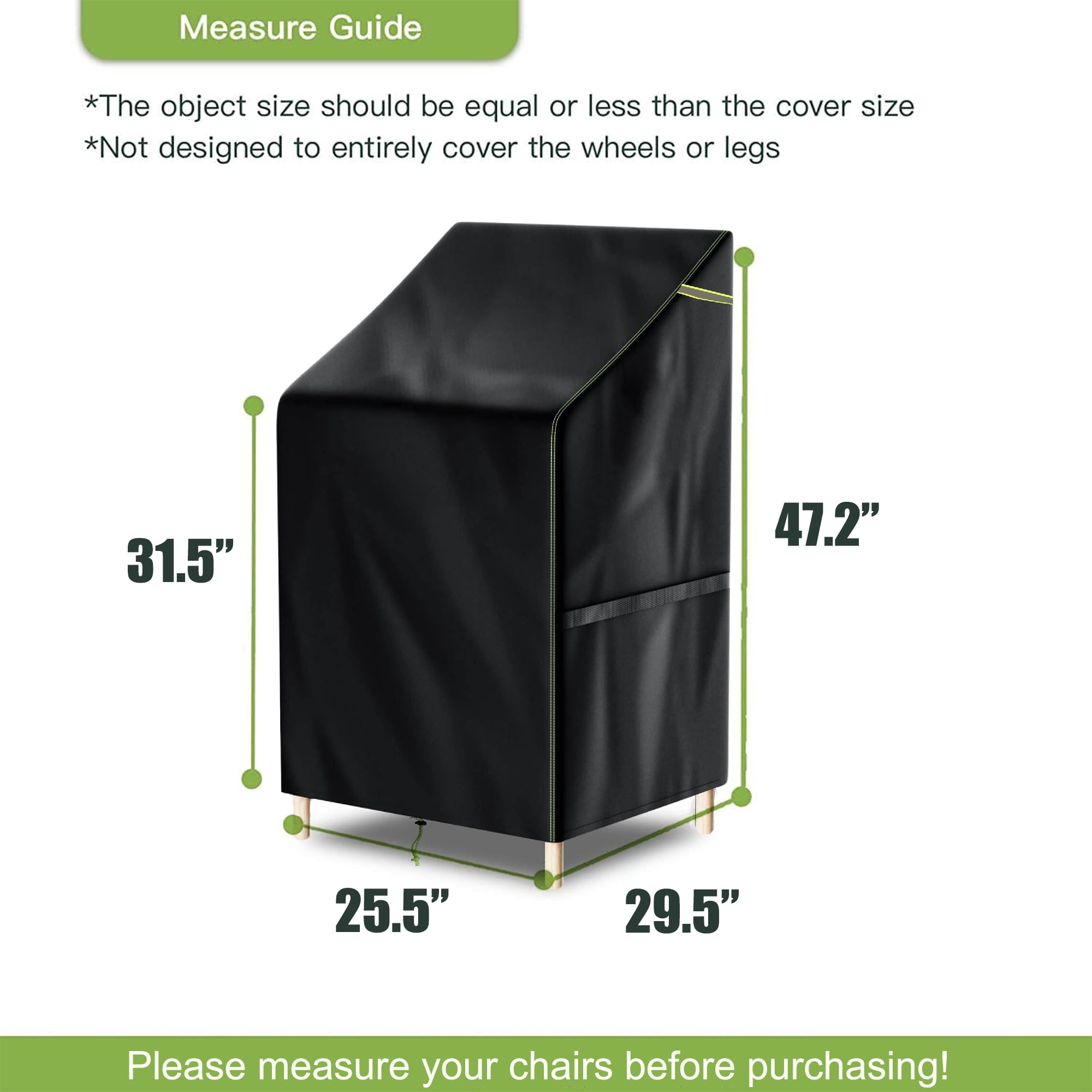 Patio Chair Covers,High Back Outdoor Stacking Chair Cover, 420D Waterproof Patio Furniture Covers for Stackable Chair,Lounge Deep Outdoor Seat Cover, 25.6" L x 29.5" W x 47"H, 2 Pack