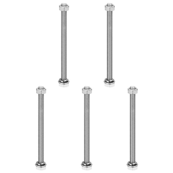 M6 x 85mm 304 Stainless Steel Hex Head Screws Bolts, Nuts, Flat & Lock Washers Assortment Kit, 5 Sets