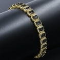 thumbnail image 2 of 14K Yellow Gold Finish Onyx Black Simulated Diamonds Solitaire Mens Ladies Bracelet 10mm / 8.5 Inch, 2 of 5