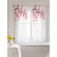 thumbnail image 3 of Pink Floral Cherry Flower Curtains 45 Inch Length, Sheer Curtains for Bedroom Living Room Window Abstract Botanical Branch Rod Pocket Voile Drapes Kitchen Curtains Small Half Window 42"x45" 2 Panels, 3 of 6