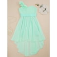 thumbnail image 4 of Haitryli Kids High Low Flower Girls Dress One Shoulder Rhinestone Chiffon Gown Party Dress Mint Green 8, 4 of 7