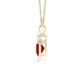 thumbnail image 2 of Angara Natural Ruby Necklace - Heart-Shaped Ruby Rabbit Ear Bale Pendant in 14K Yellow Gold for Women, 2 of 10