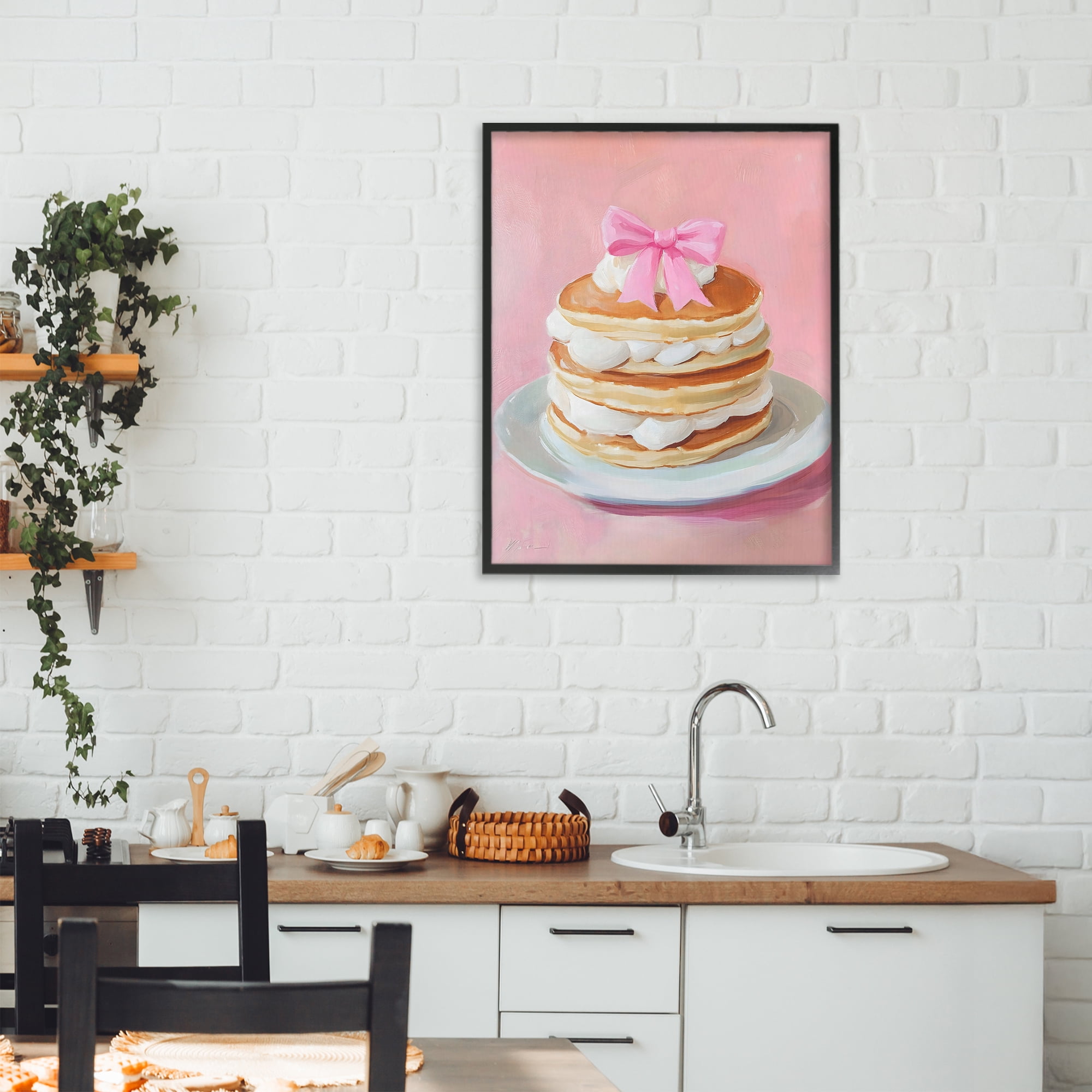 Stupell Industries Coquette Pancakes with Whipped Cream Black Framed Giclee Art, design by The Prints Vibe