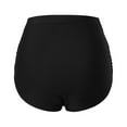 thumbnail image 6 of Linfrsh Women Mid Rise Bikini Bottoms Full Coverage Swimsuit Ruched Swim Bottom Black,2XL, 6 of 6