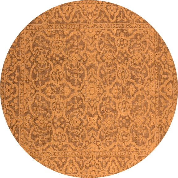 Ahgly Company Indoor Round Oriental Orange Industrial Area Rugs, 3' Round