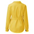 thumbnail image 4 of Women's Wool Blend Jacket, Thickened Lapel Collar Single Breasted Longline Coat with Belt, Oversized Fit for Fall Winter Warmth and Casual Street Style-Yellow, 4 of 4