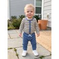 thumbnail image 4 of RUINIXCW Baby Boy Fall Outfit Striped Knit Long Sleeve Rompers  Elastic Pants Set, 4 of 8