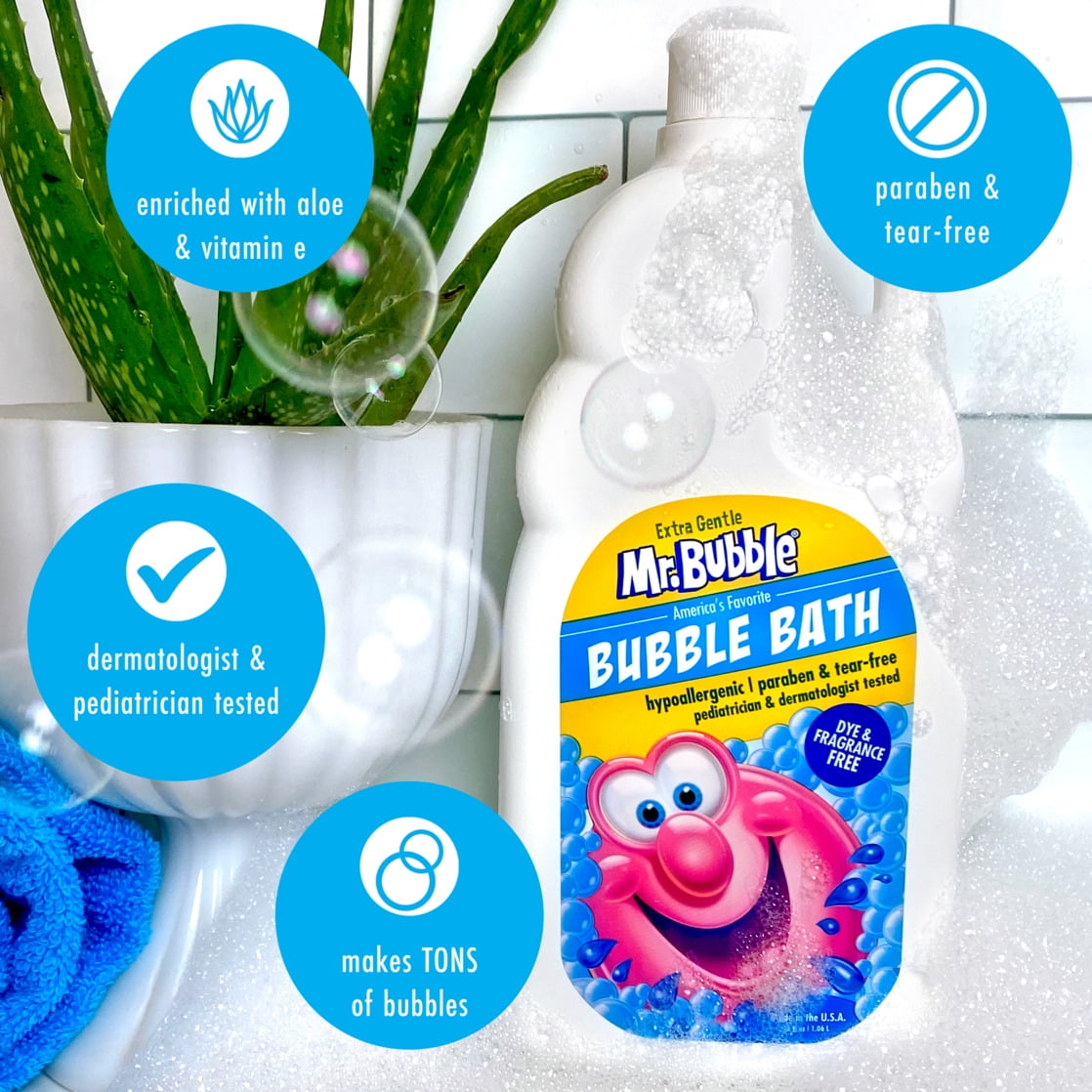 MÖDERE BUBBLE BATH 350ml Mr. Bubble Kids Extra Gentle Bubble Bath, Safe, Unscented