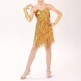 thumbnail image 4 of Sgkm Girls Dresses Vintage Sequins Fringe Party Dress with Gloves Latin Dance Girls Clothes Performance Costume, 4 of 7