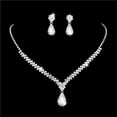 thumbnail image 4 of Wioihee Under $2.00 Exquisite Rhinestone Chain Necklace Set Diamond Necklace and Earrings Two-piece Wedding Bridal Jewelry Set, 4 of 9