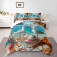 thumbnail image 2 of Erosebridal Ocean Bird Bedding Queen Comforter Set, Seashell Starfish Down Comforter, Coastal Beach Decor, Reversible, 2 of 8